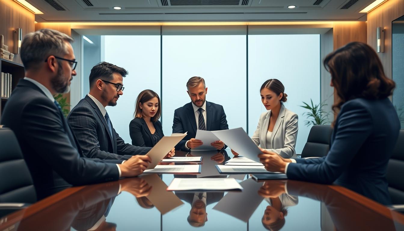 Family reviewing legal documents